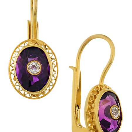 Amethyst and Cubic Zirconia Parlor Earrings