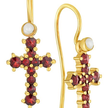 Czech Republic Garnet Cross Earrings