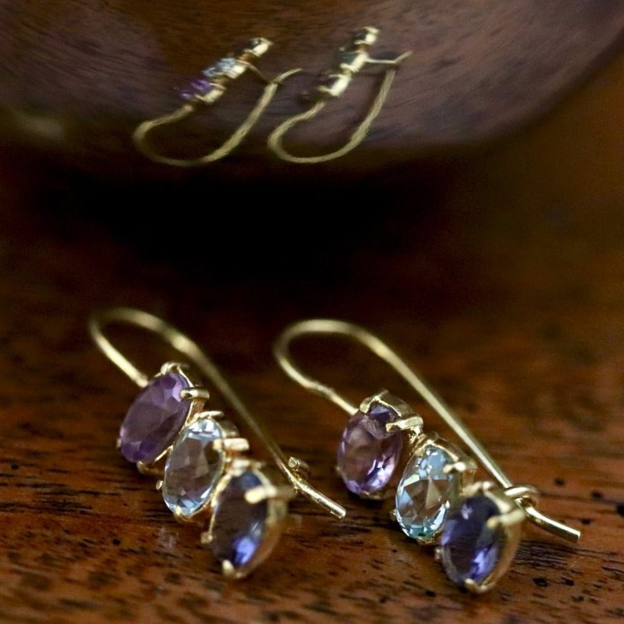 Diana Daring Amethyst, Topaz and Iolite Earrings