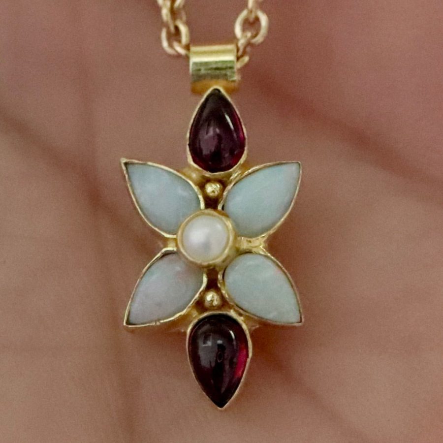 Flora Opal, Garnet and Pearl Necklace