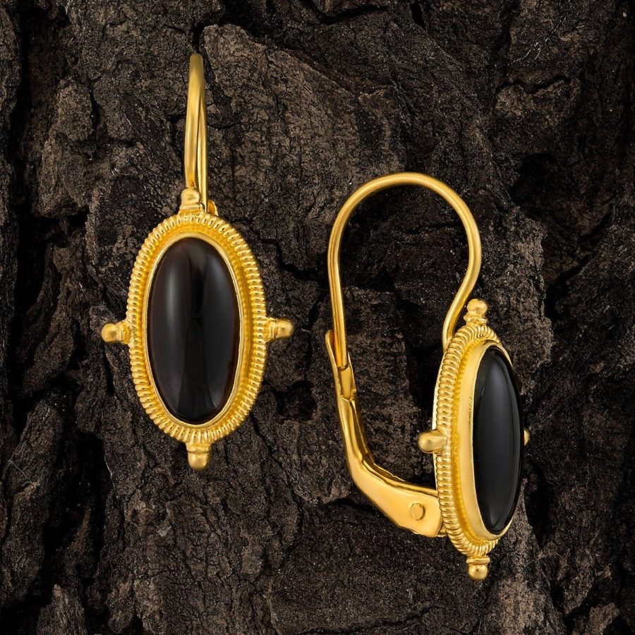 Lewis Carroll Onyx Earrings