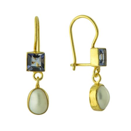 Vogue Iolite and Pearl Earrings